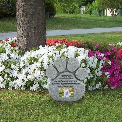 ZENY Paw Print Pet Memorial Stone   